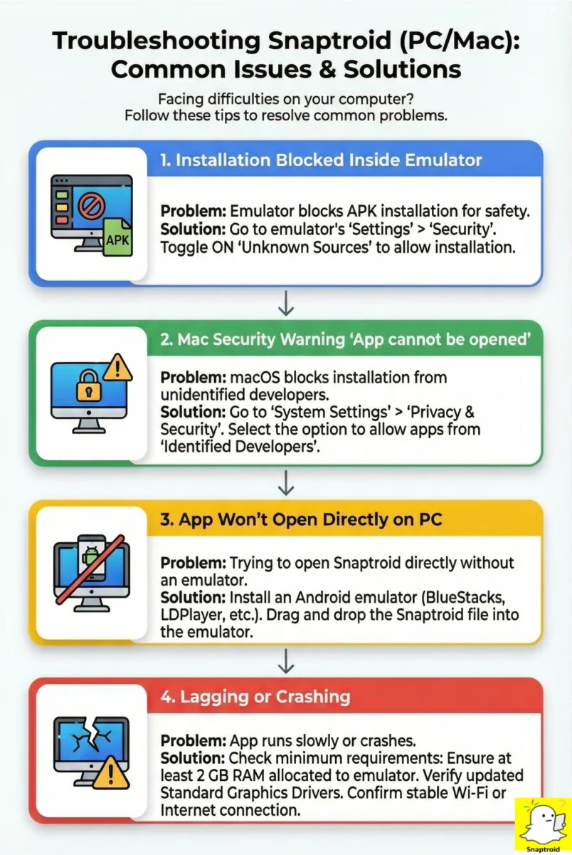 Snaptroid for Pc/Mac Download 2026 5 Troubleshooting common issues - Snaptroid for Pc